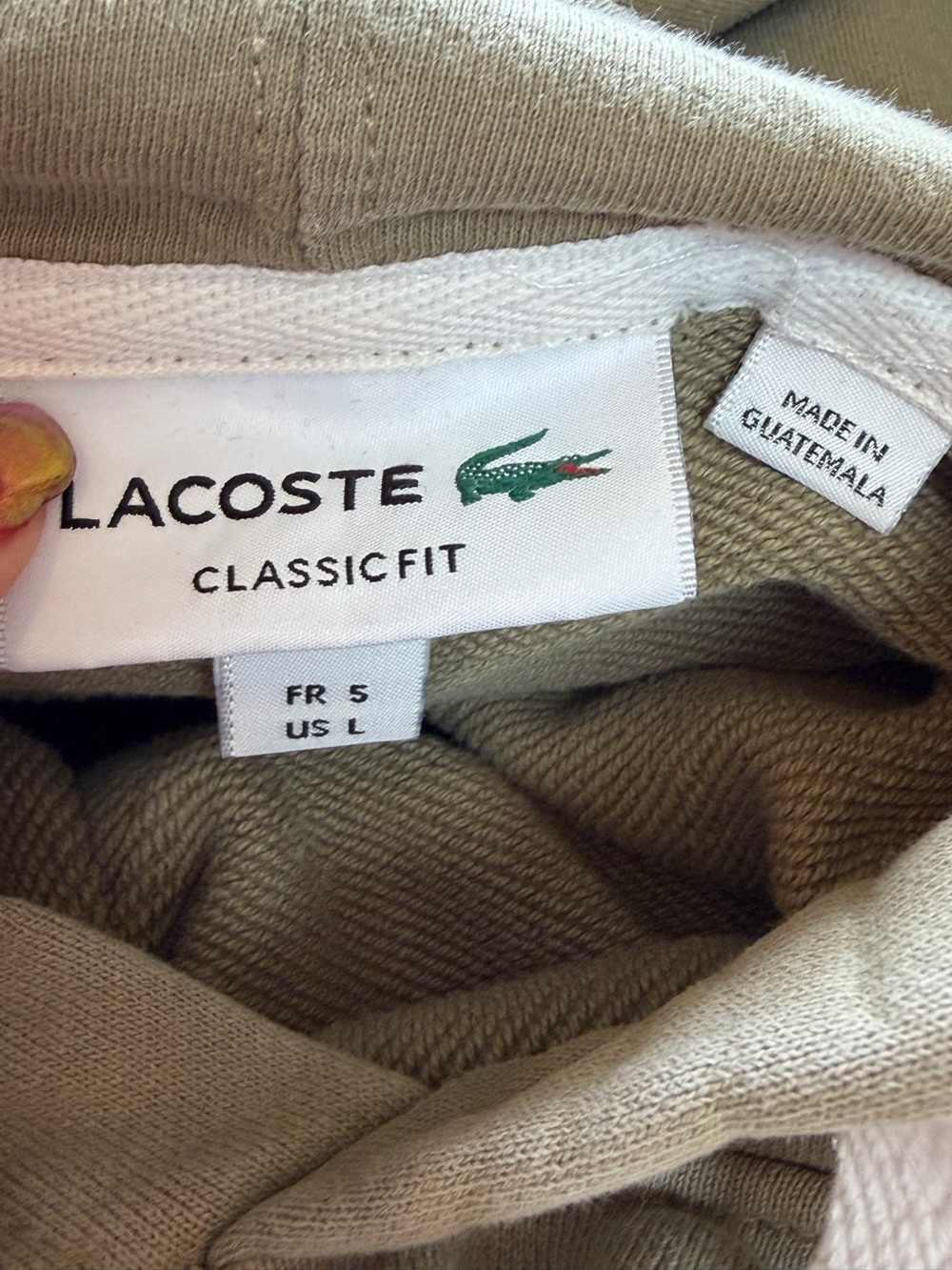Lacoste Rare René Script Logo Hoodie L Sage Green Classic Fit 100% Cotton - Picture 9 of 13